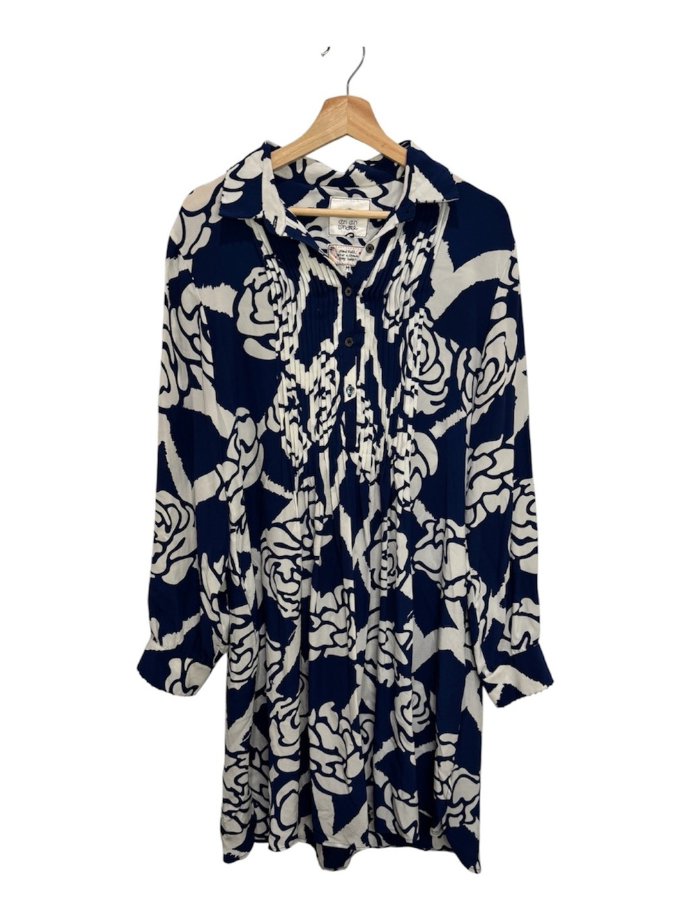 Rare An An Londree Floral Pleated Shirt Dress Size M Orig. $829